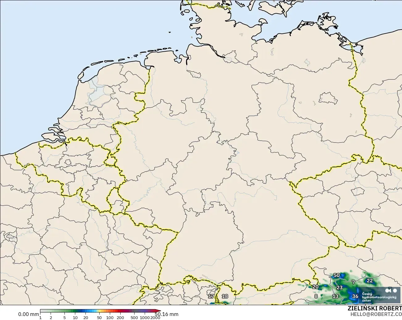 ALADIN CZ 2.3 km model - Jerman, Pengumpulan Hujan