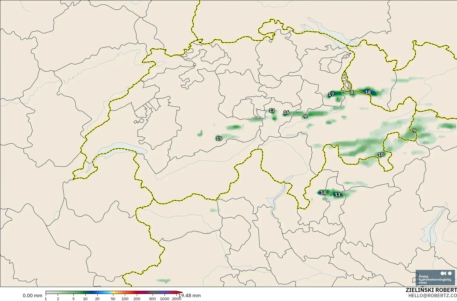 ALADIN CZ 2.3 km model - Switzerland, Pengumpulan Hujan