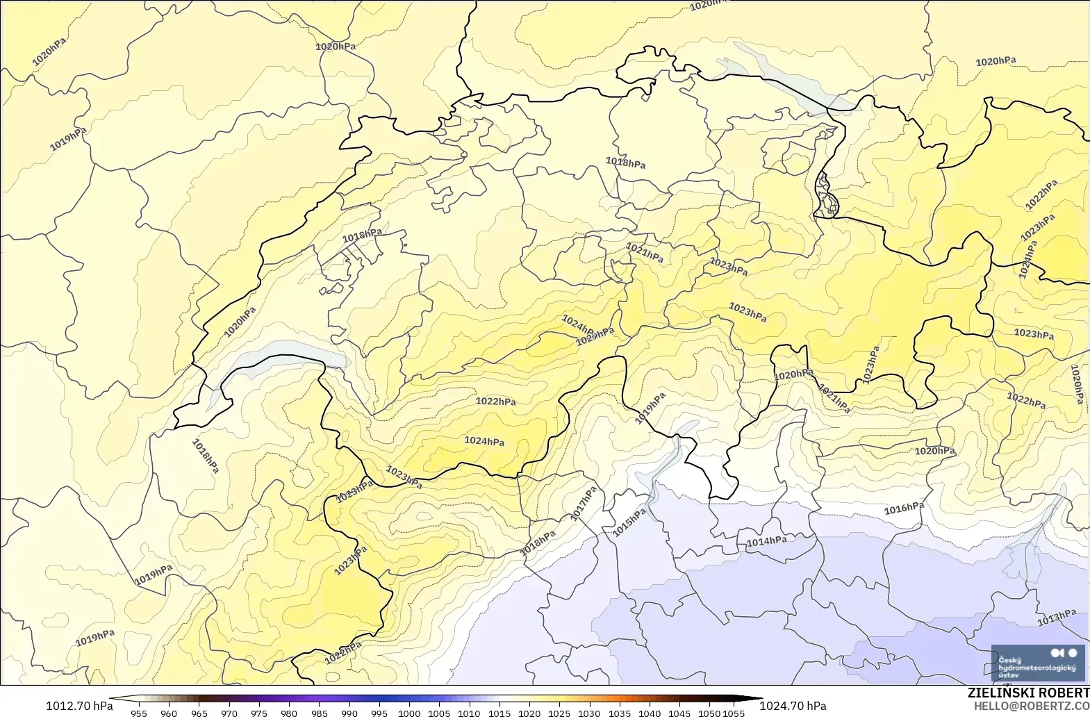 ALADIN CZ 2.3 km model - Switzerland, Tekanan