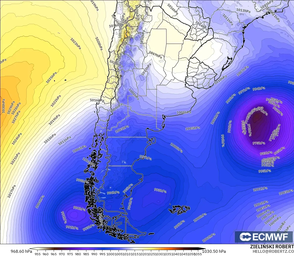 ECMWF IFS 0.25° model - Argentina, Tekanan