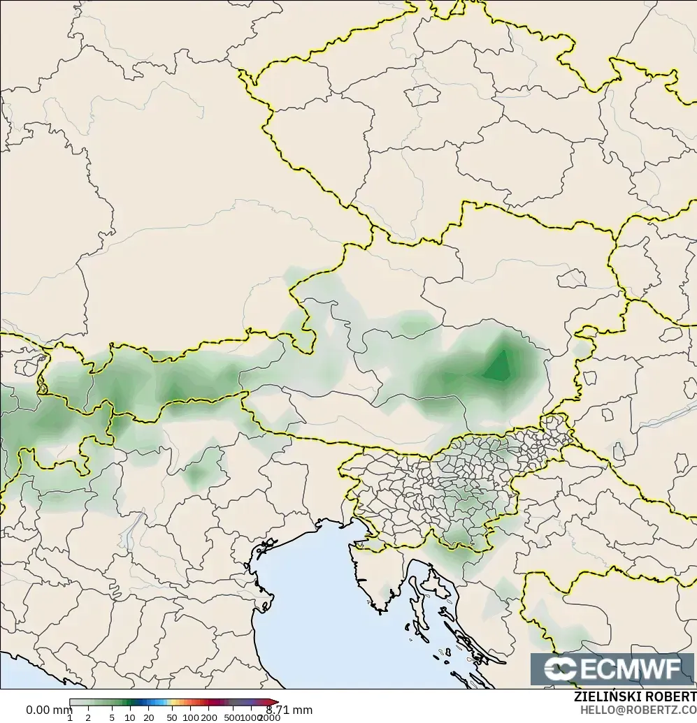 ECMWF IFS 0.25° model - Austria, Pengumpulan Hujan