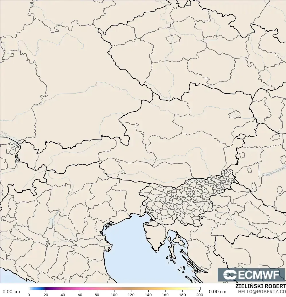 ECMWF IFS 0.25° model - Austria, Ketebalan Salji