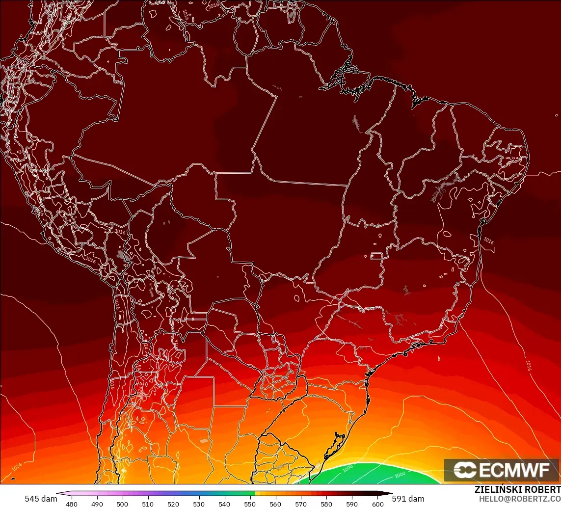 ECMWF IFS 0.25° model - Brazil, Ketinggian geopotensial pada 500 hPa