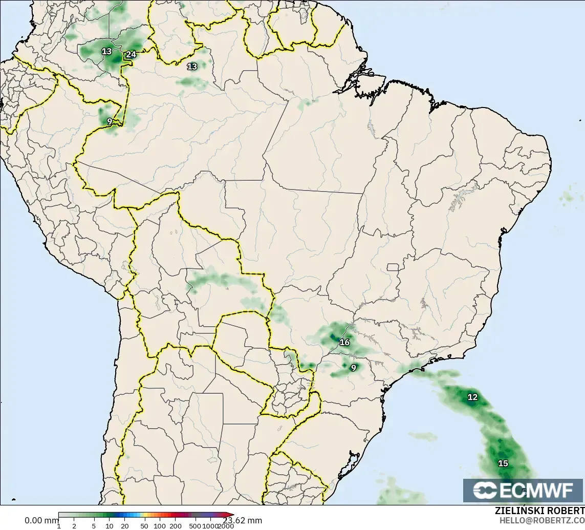 ECMWF IFS 0.25° model - Brazil, Pengumpulan Hujan