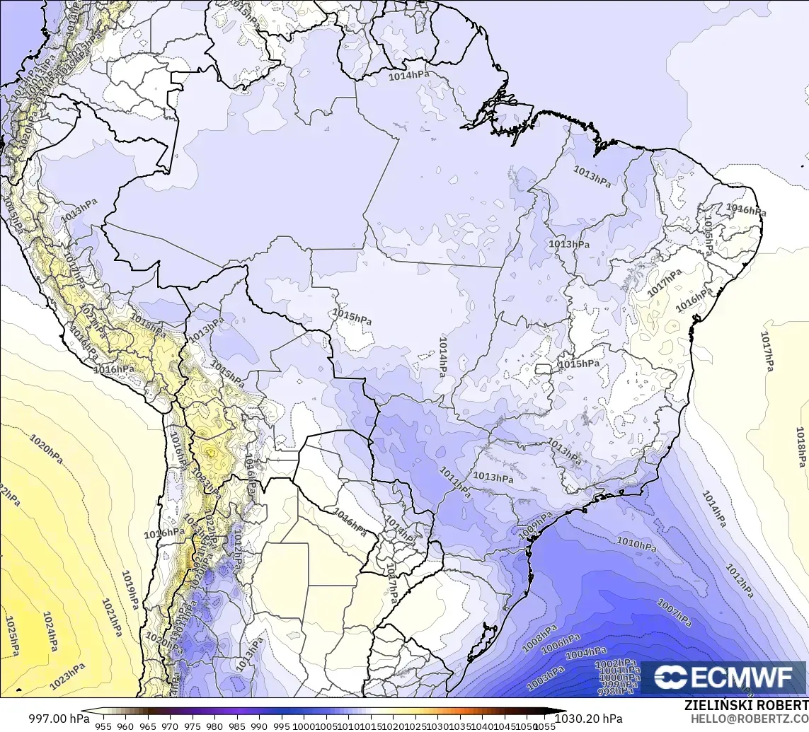 ECMWF IFS 0.25° model - Brazil, Tekanan