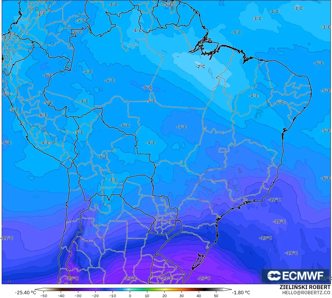 ECMWF IFS 0.25° model - Brazil, Suhu 500 hPa