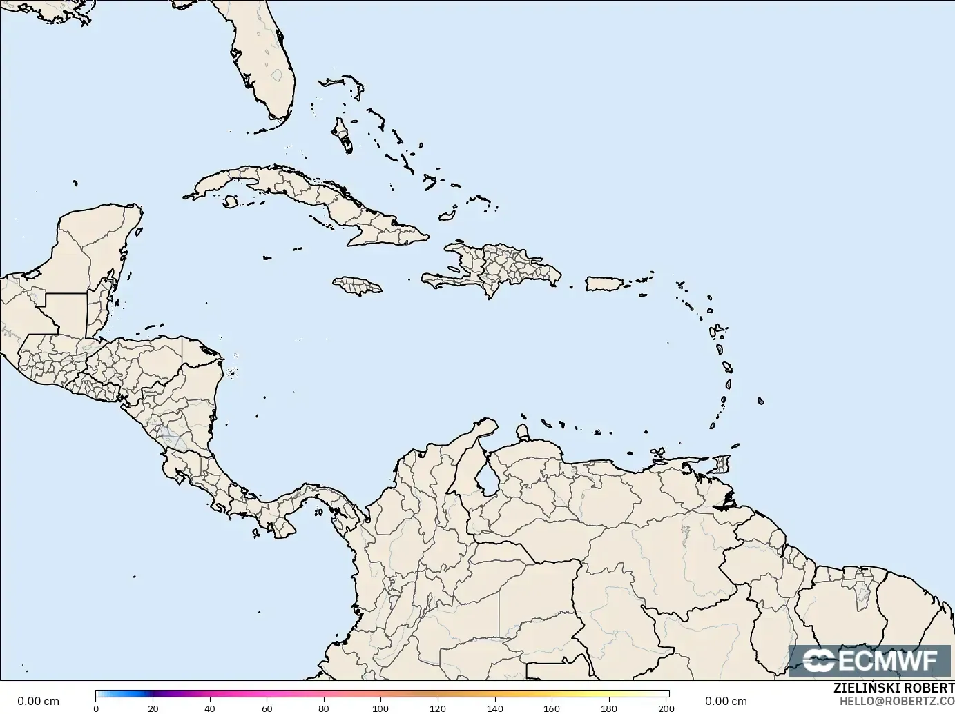ECMWF IFS 0.25° model - Karibia, Ketebalan Salji