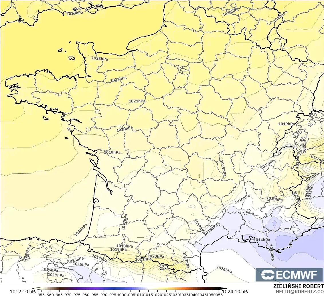 ECMWF IFS 0.25° model - Perancis, Tekanan