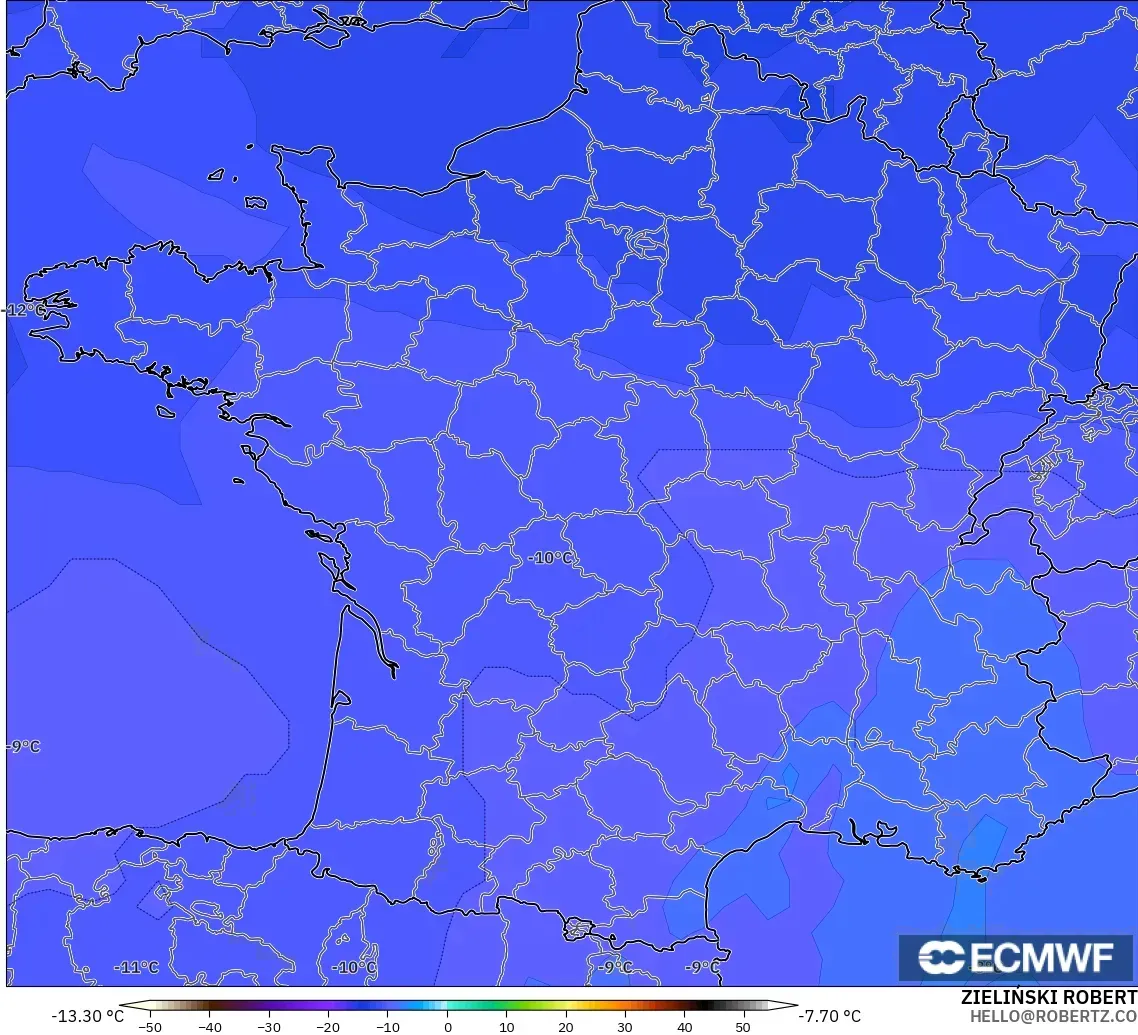 ECMWF IFS 0.25° model - Perancis, Suhu 500 hPa