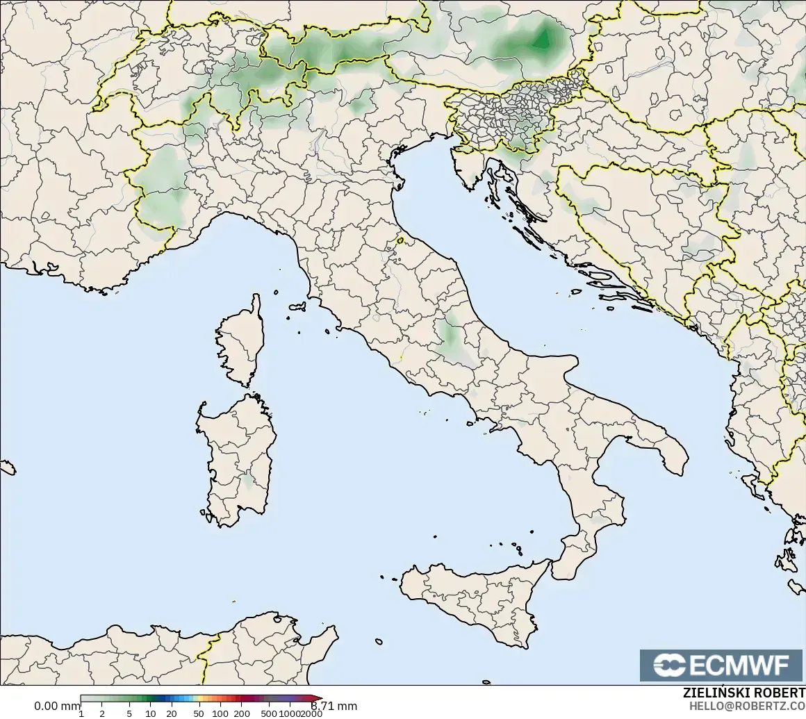 ECMWF IFS 0.25° model - Itali, Pengumpulan Hujan