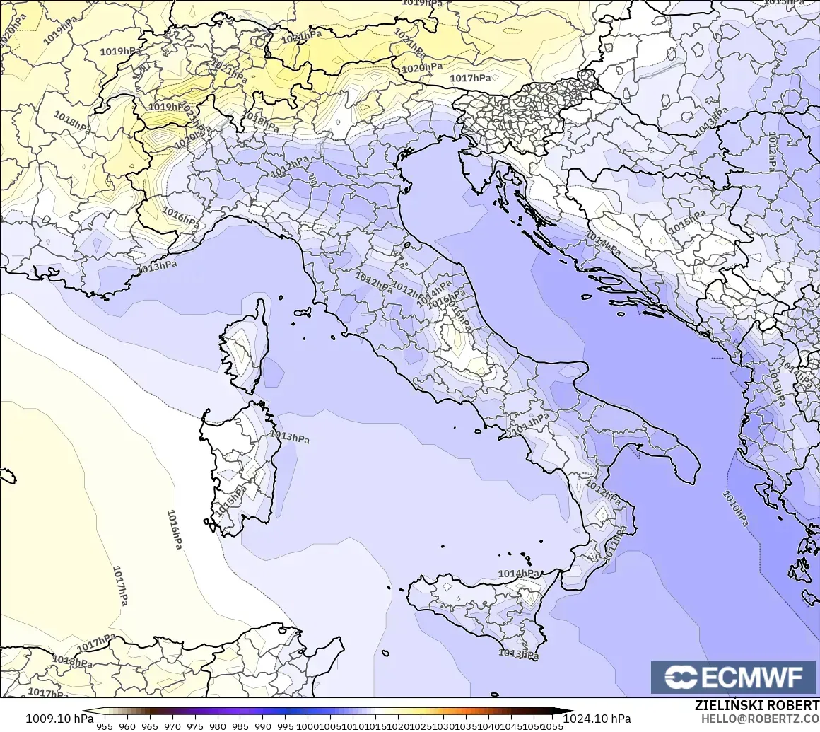 ECMWF IFS 0.25° model - Itali, Tekanan