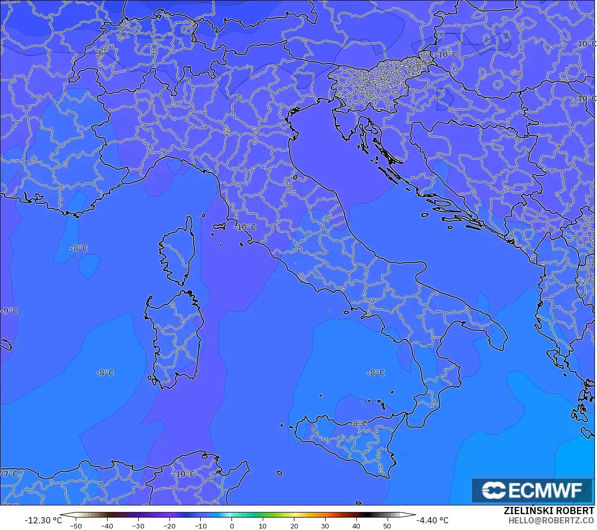 ECMWF IFS 0.25° model - Itali, Suhu 500 hPa