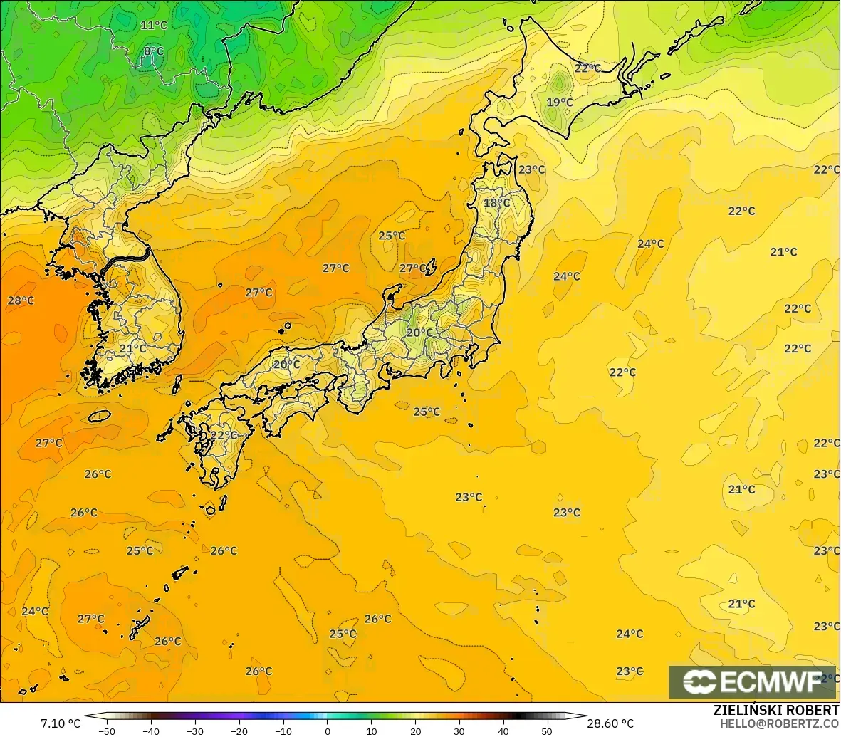 ECMWF IFS 0.25° model - Jepun, Takat Embun 2 m