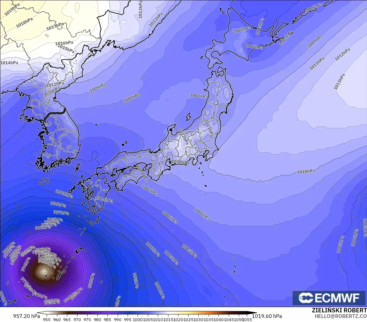 ECMWF IFS 0.25° model - Jepun, Tekanan