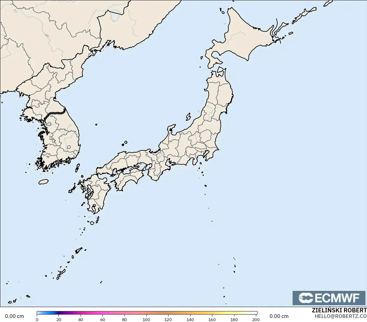 ECMWF IFS 0.25° model - Jepun, Ketebalan Salji