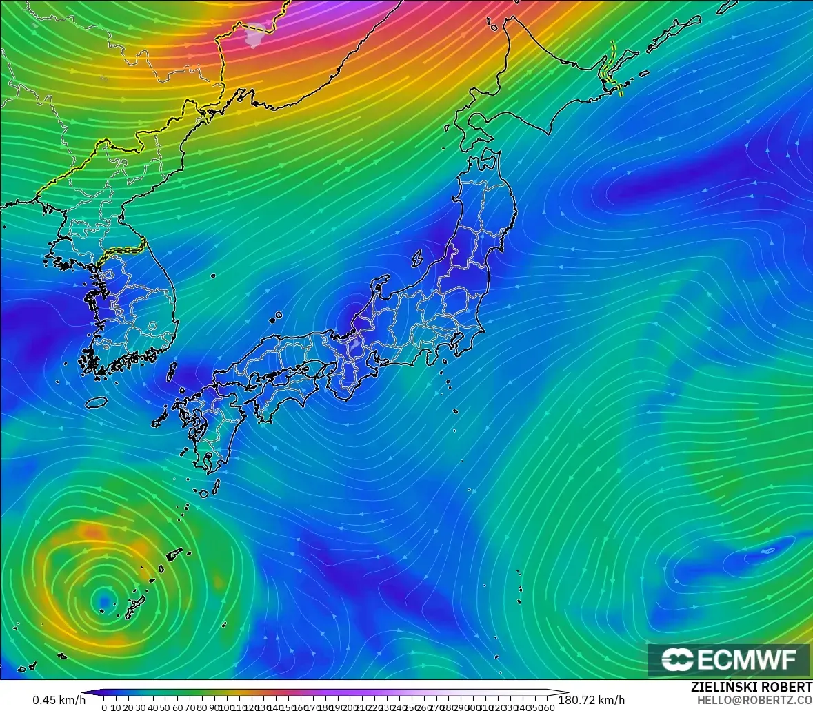 ECMWF IFS 0.25° model - Jepun, Angin 300 hPa (aliran jet)