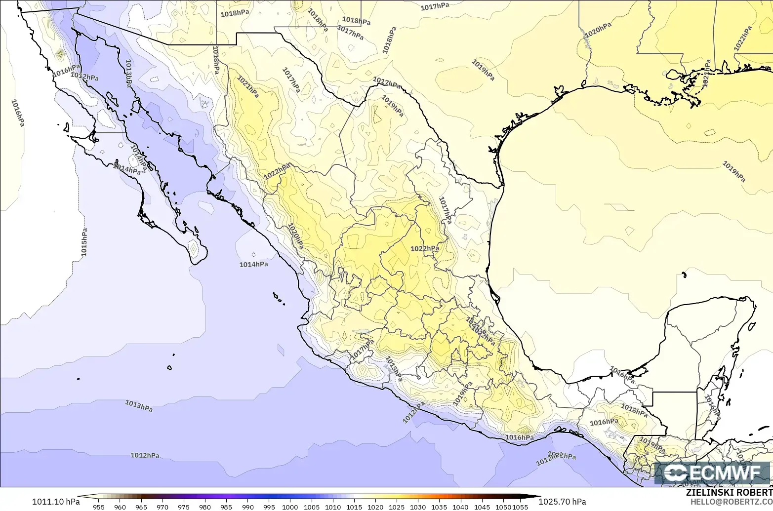 ECMWF IFS 0.25° model - Mexico, Tekanan