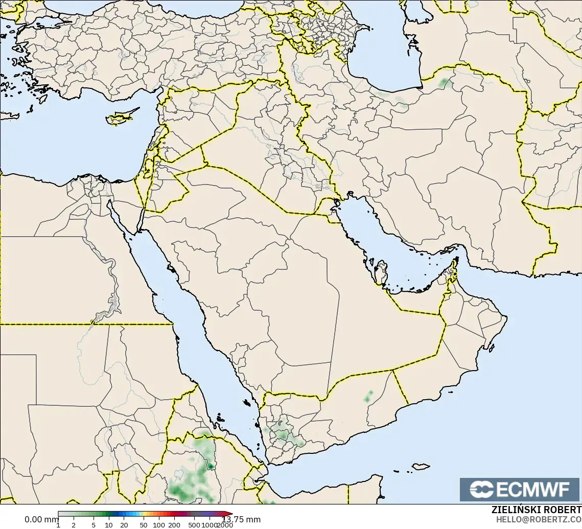 ECMWF IFS 0.25° model - Timur Tengah, Pengumpulan Hujan