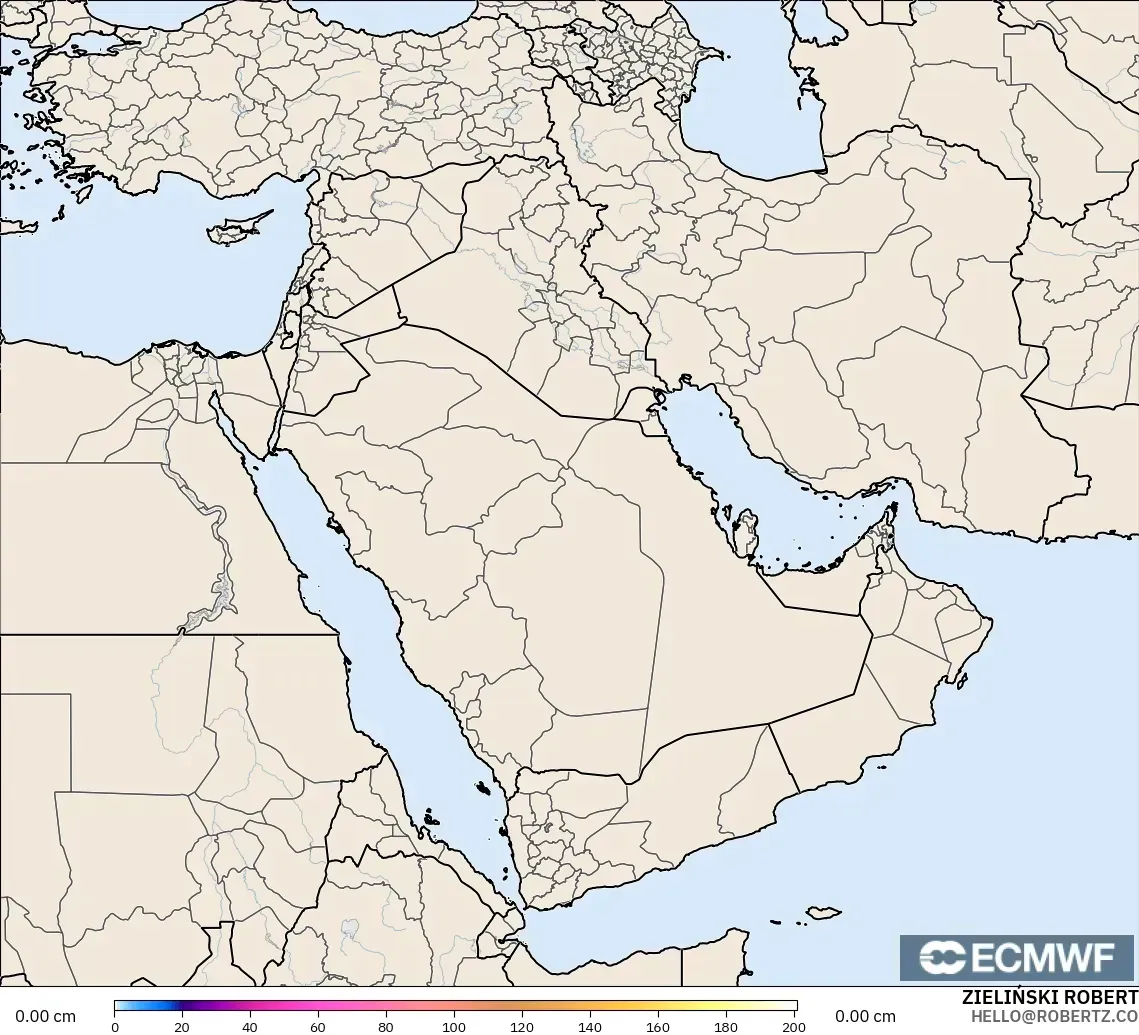 ECMWF IFS 0.25° model - Timur Tengah, Ketebalan Salji