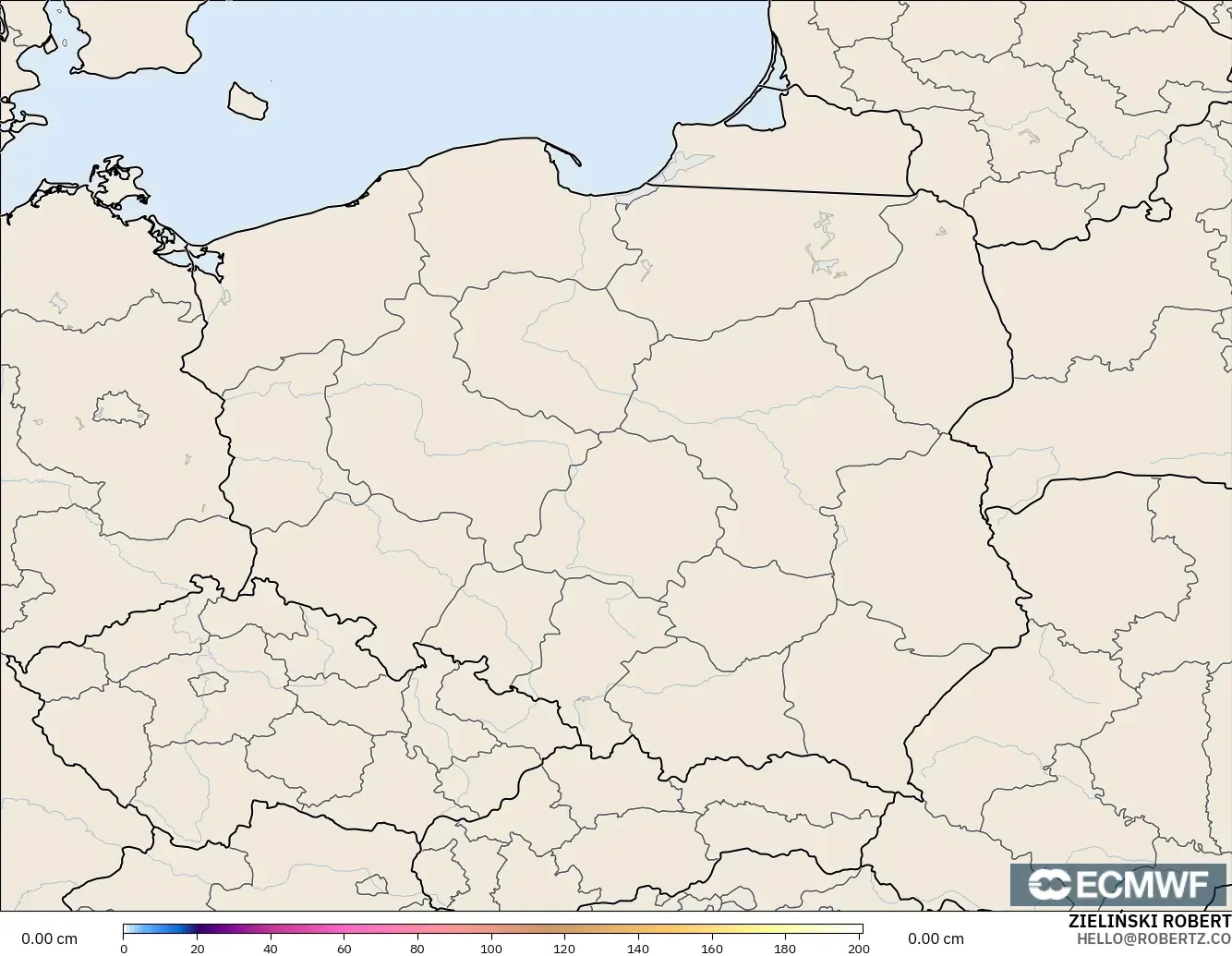 ECMWF IFS 0.25° model - Poland, Ketebalan Salji