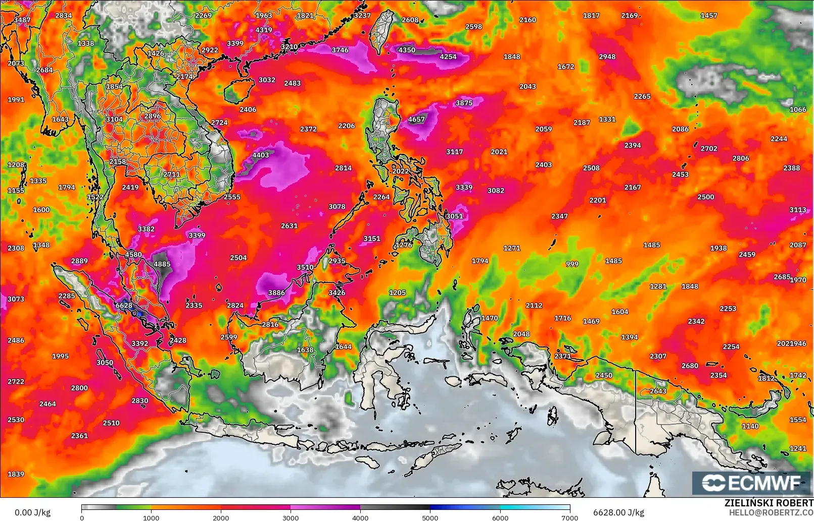 ECMWF IFS 0.25° model - Asia Tenggara, CAPE