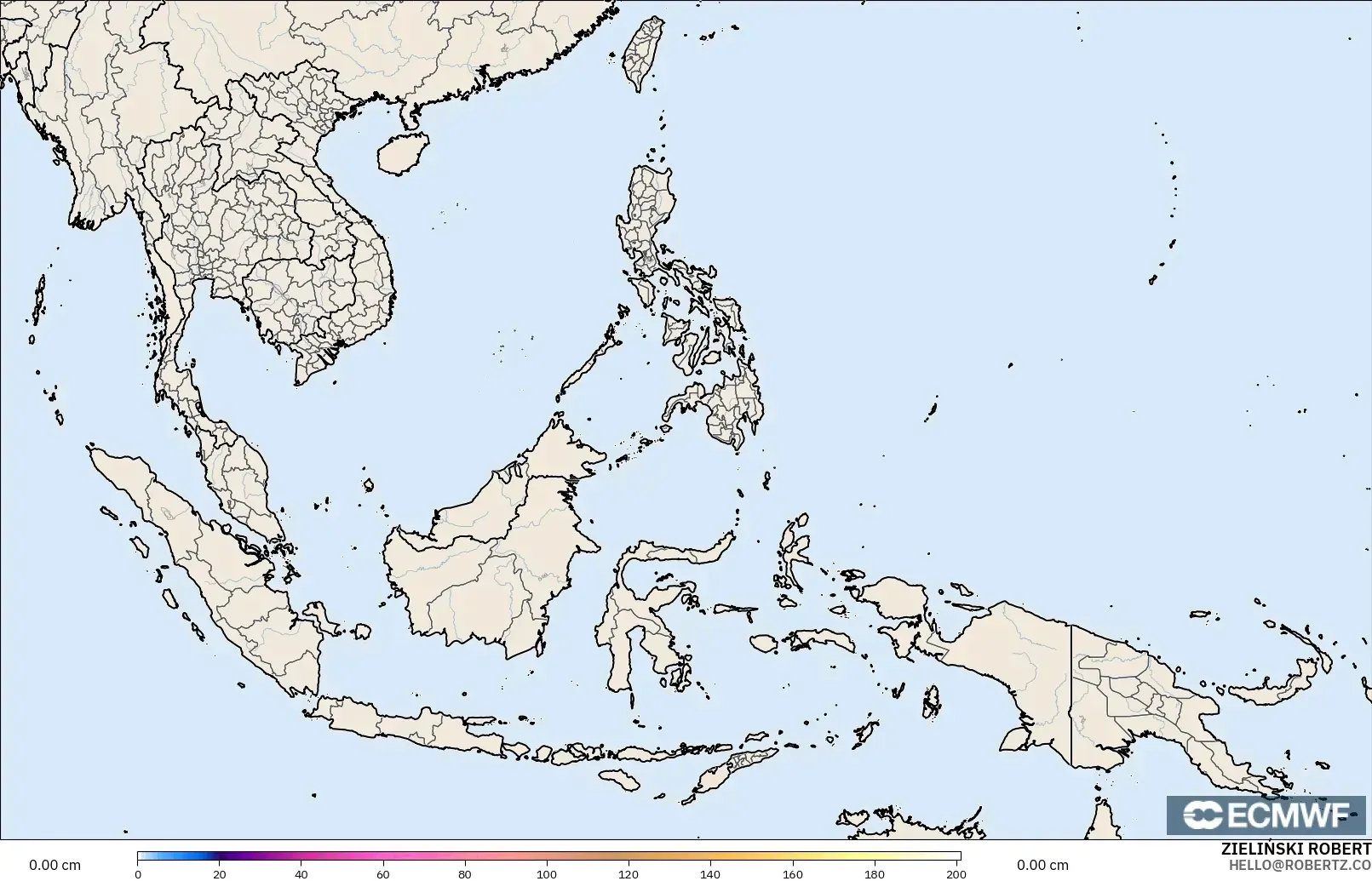 ECMWF IFS 0.25° model - Asia Tenggara, Ketebalan Salji