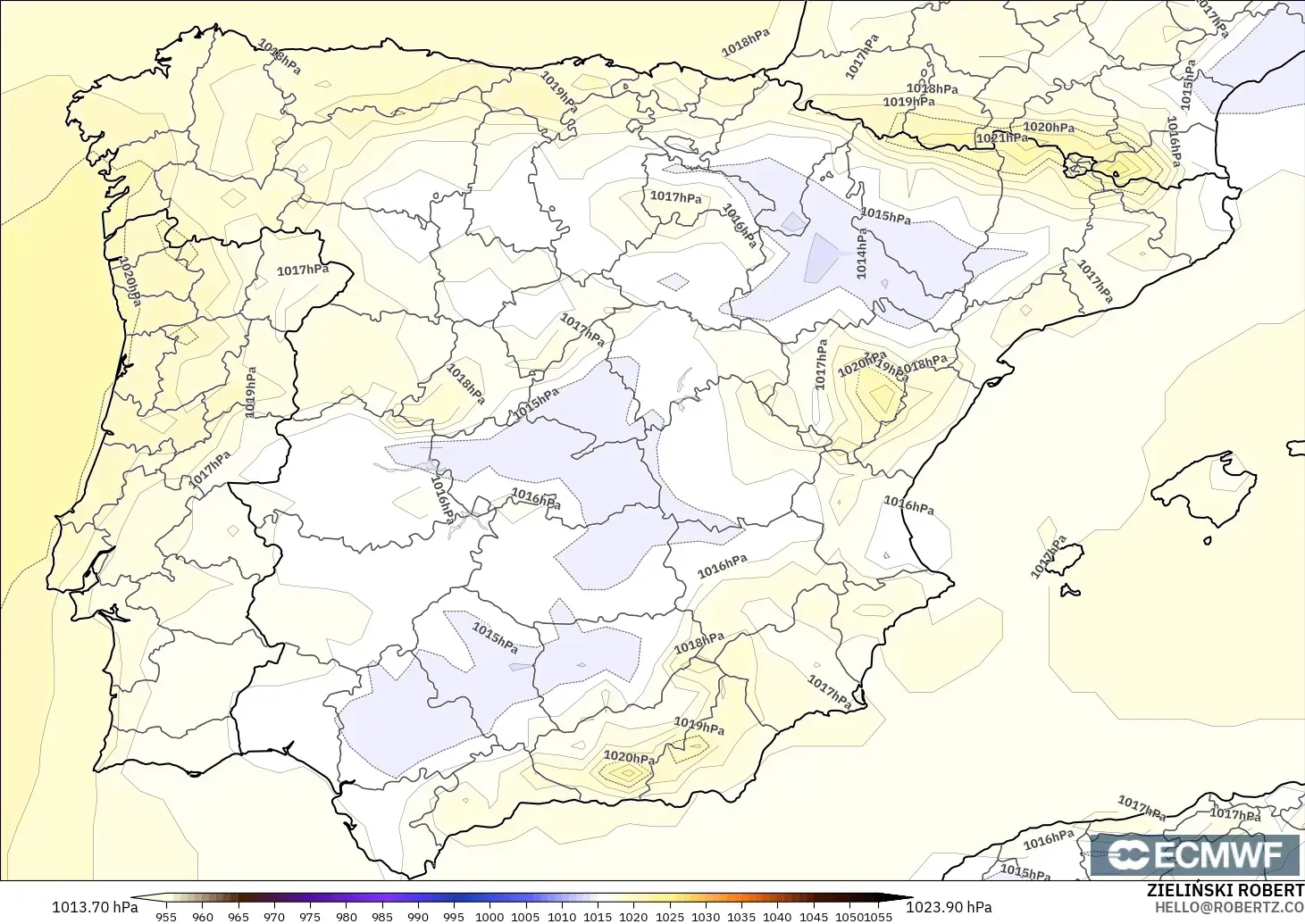 ECMWF IFS 0.25° model - Sepanyol, Tekanan