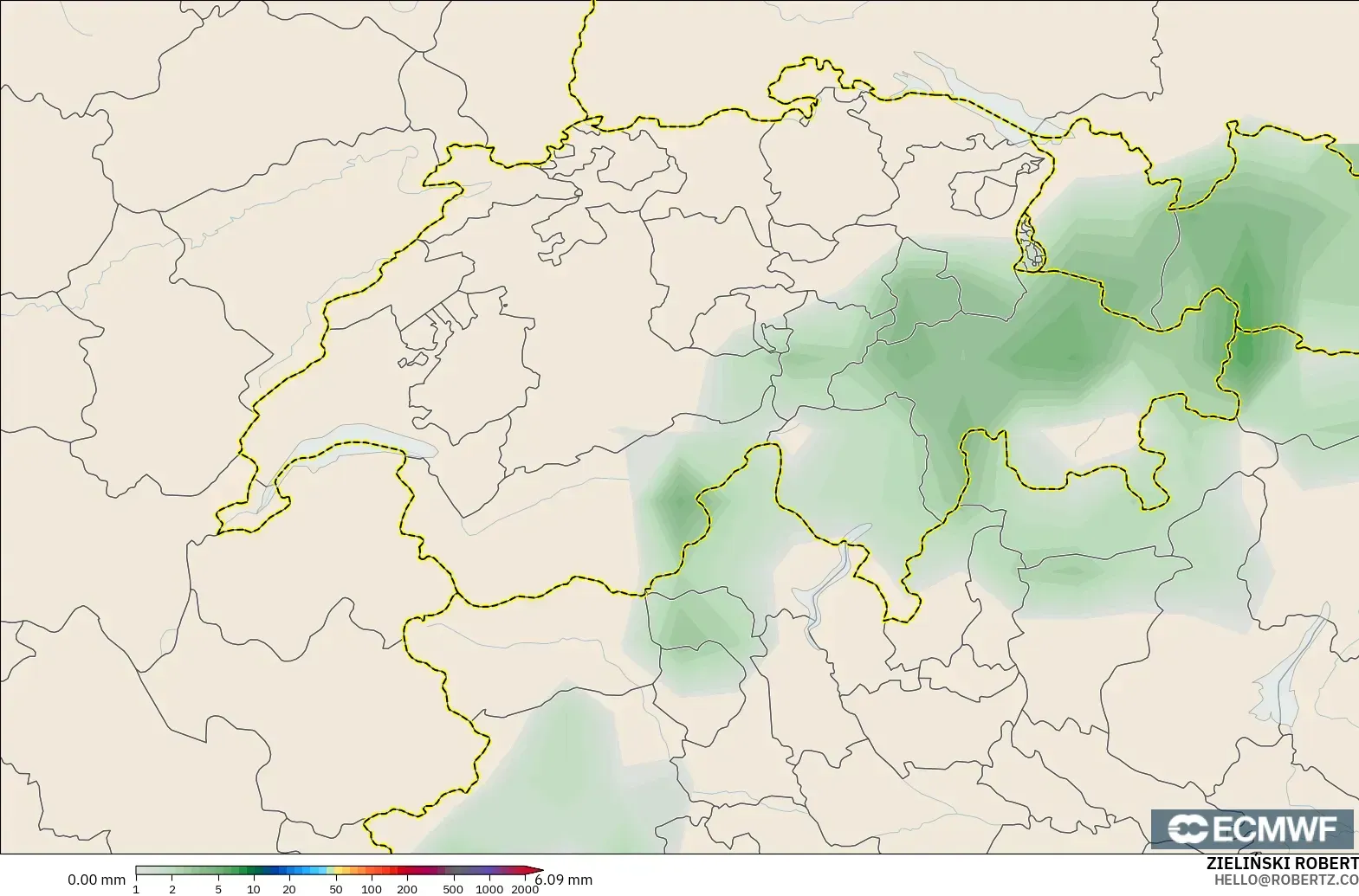 ECMWF IFS 0.25° model - Switzerland, Pengumpulan Hujan