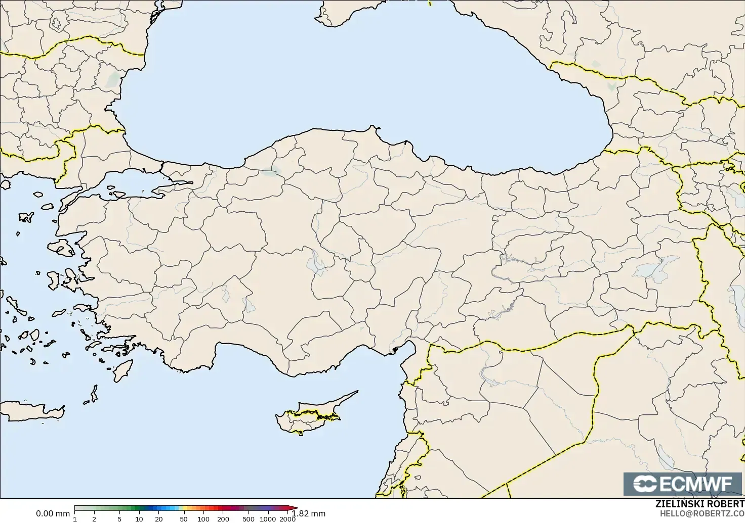 ECMWF IFS 0.25° model - Turki, Pengumpulan Hujan
