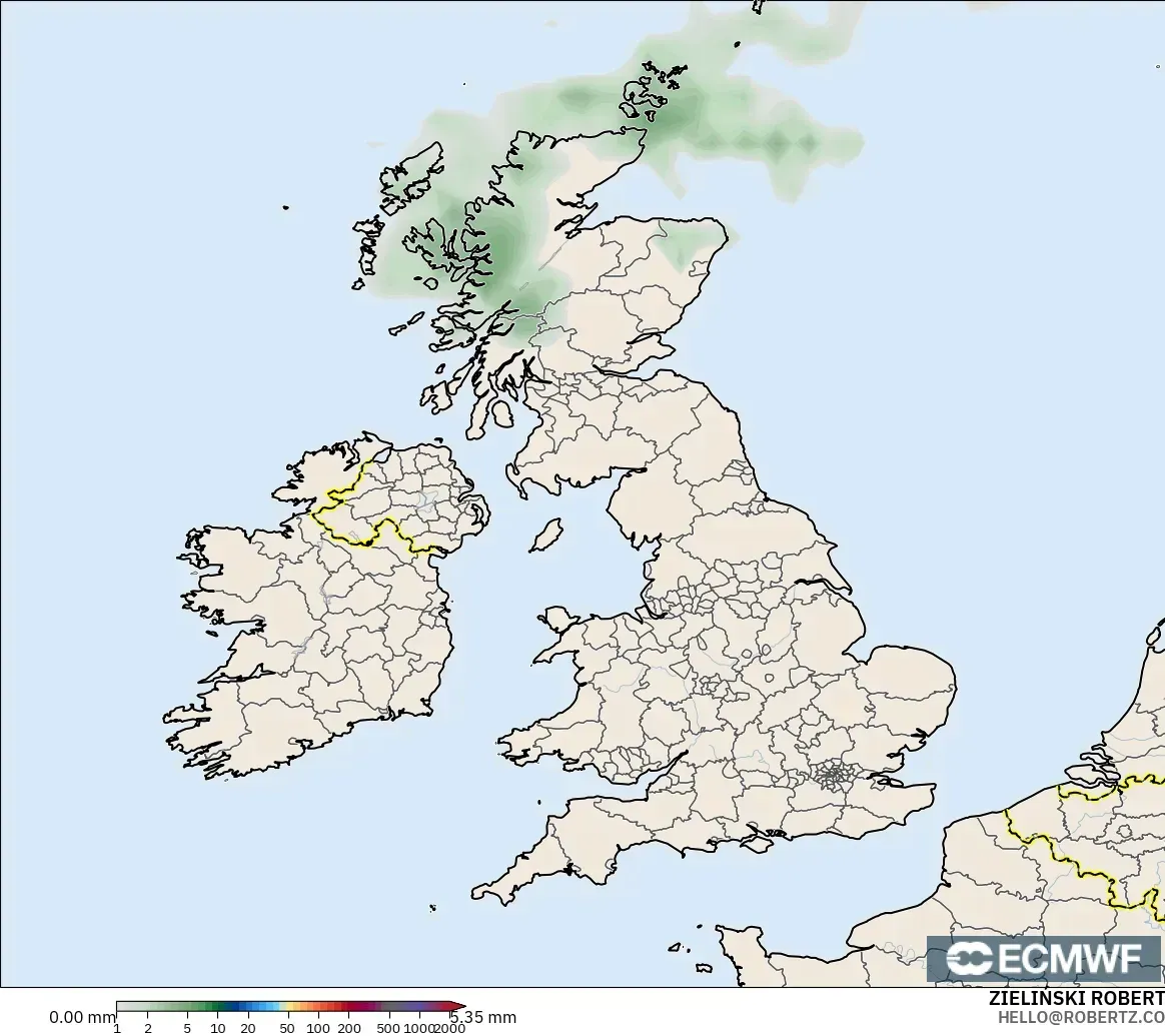 ECMWF IFS 0.25° model - United Kingdom, Pengumpulan Hujan
