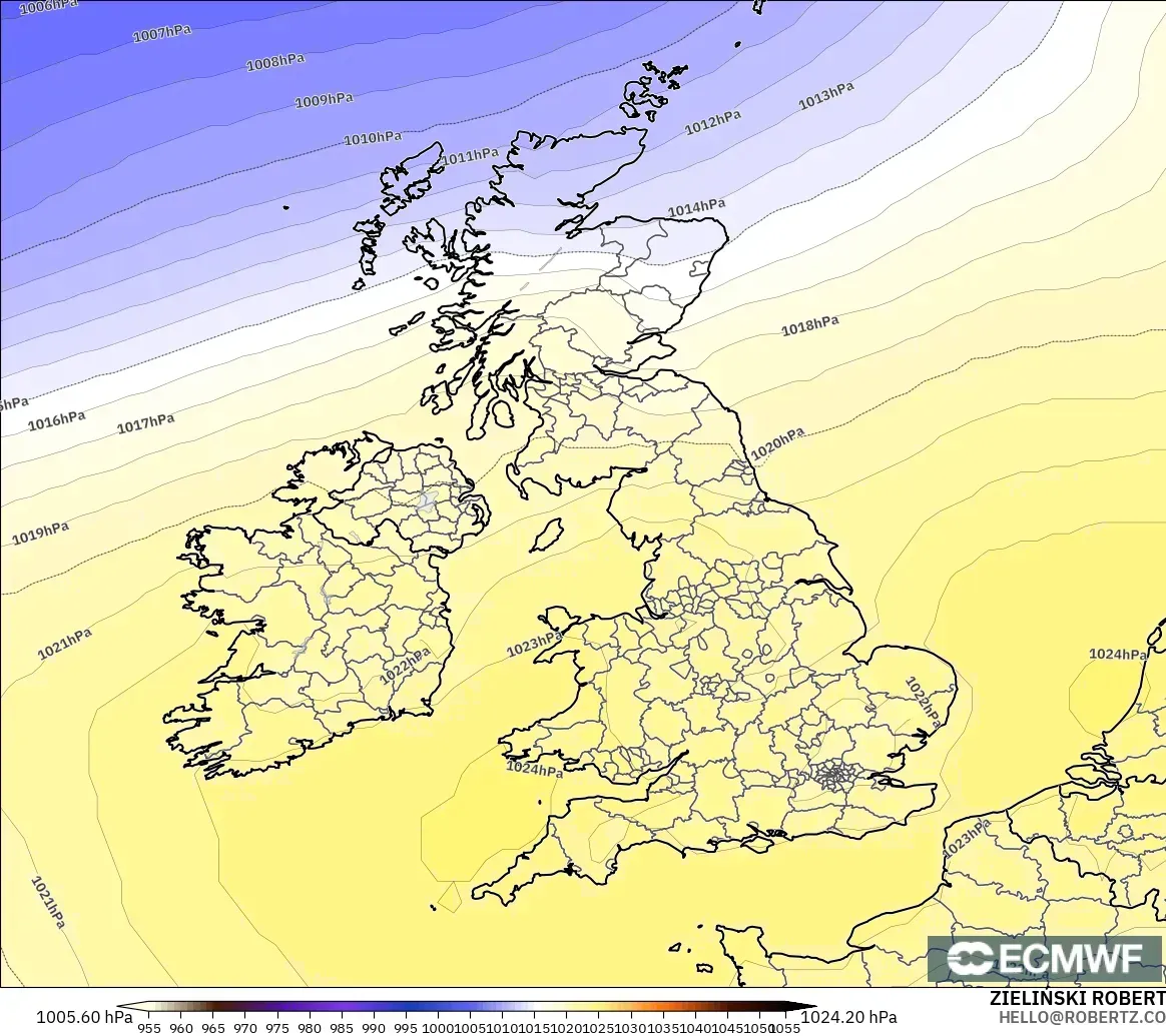 ECMWF IFS 0.25° model - United Kingdom, Tekanan