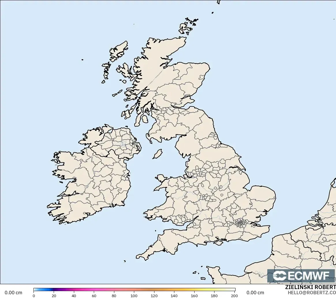 ECMWF IFS 0.25° model - United Kingdom, Ketebalan Salji
