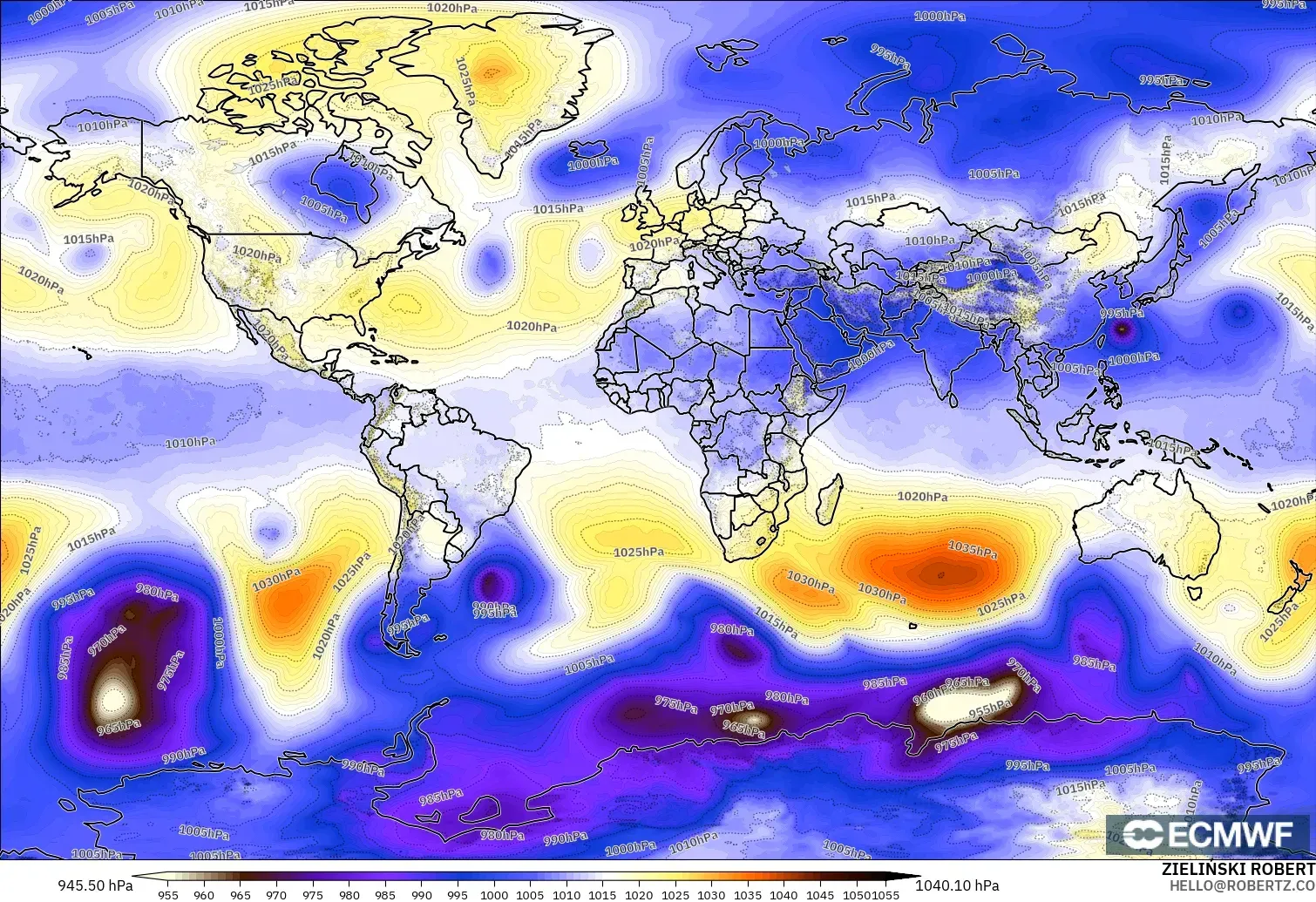 ECMWF IFS 0.25° model - Dunia, Tekanan