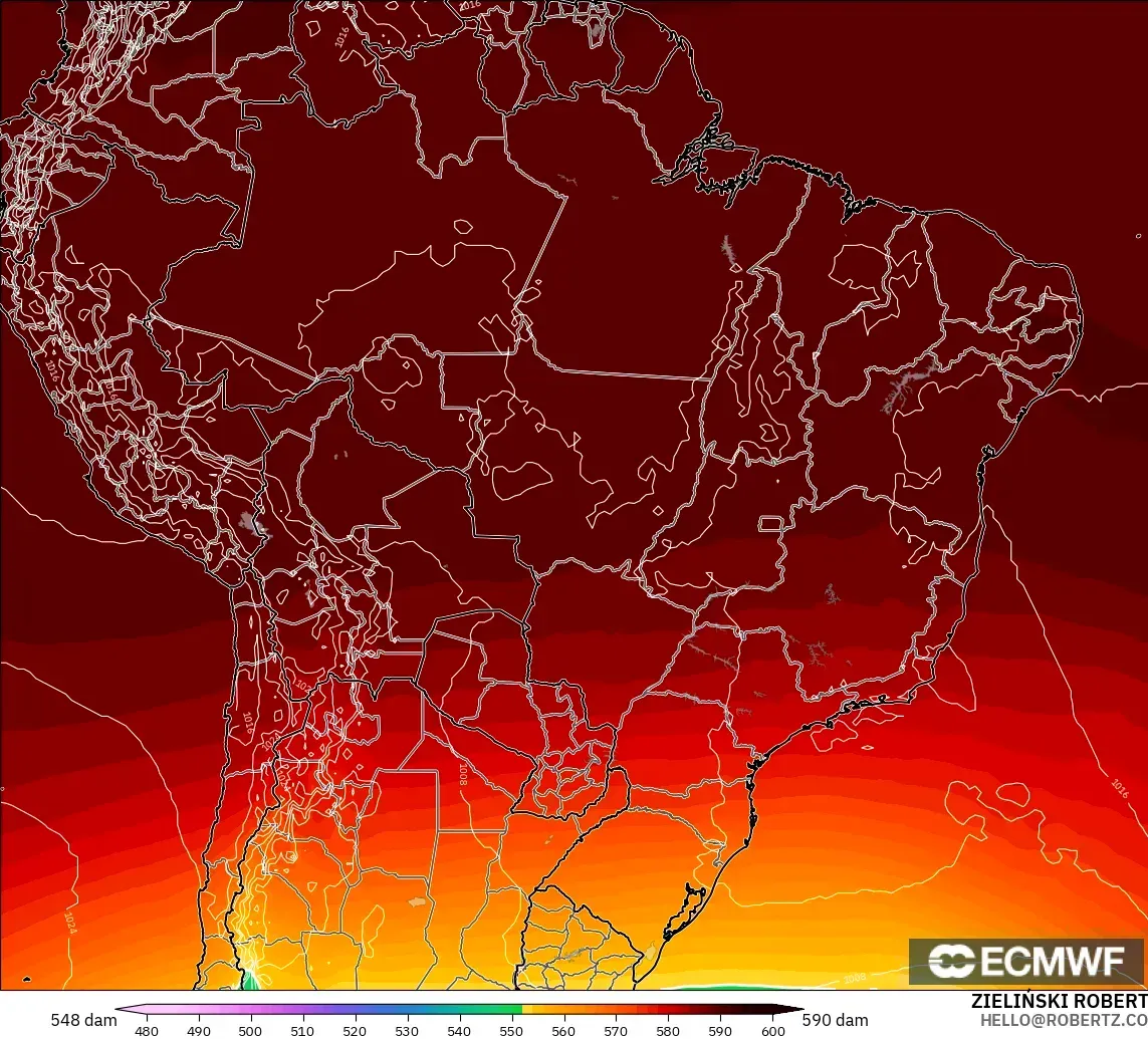 ECMWF IFS 0.25° model - Brazil, Ketinggian geopotensial pada 500 hPa