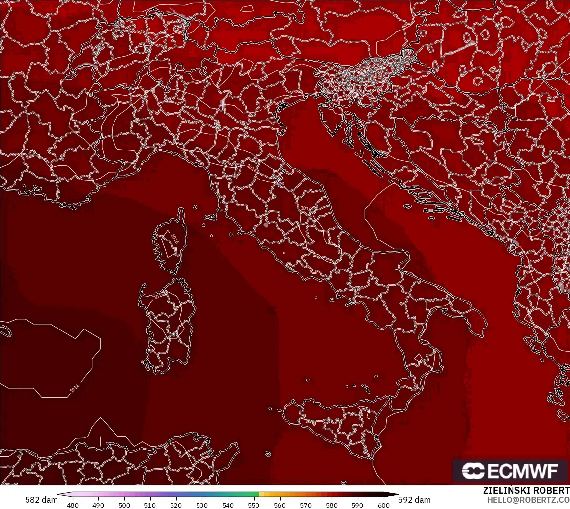 ECMWF IFS 0.25° model - Itali, Ketinggian geopotensial pada 500 hPa