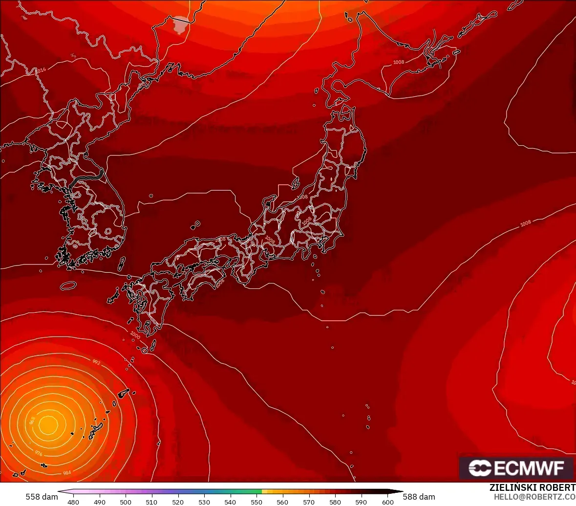 ECMWF IFS 0.25° model - Jepun, Ketinggian geopotensial pada 500 hPa