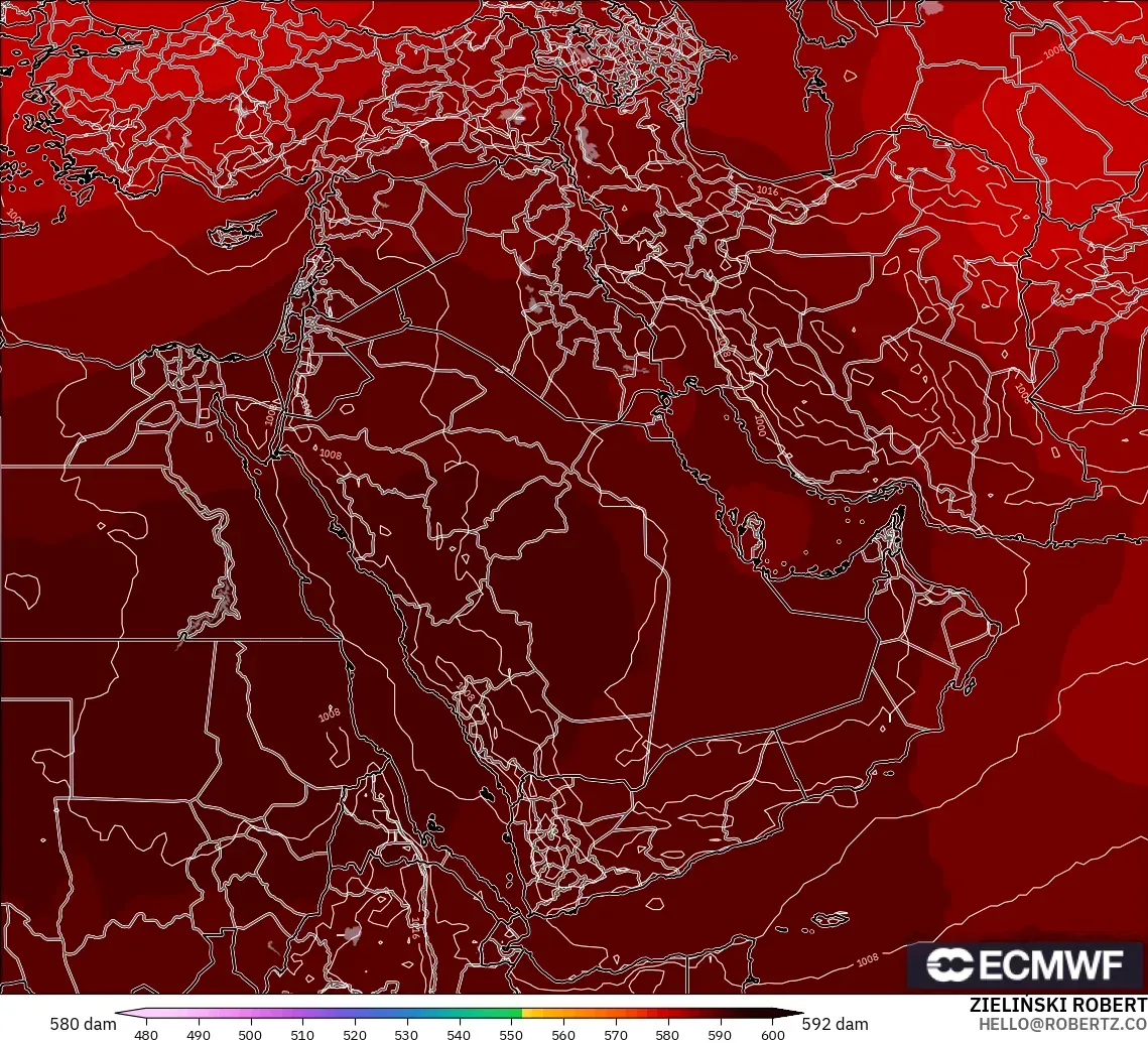 ECMWF IFS 0.25° model - Timur Tengah, Ketinggian geopotensial pada 500 hPa