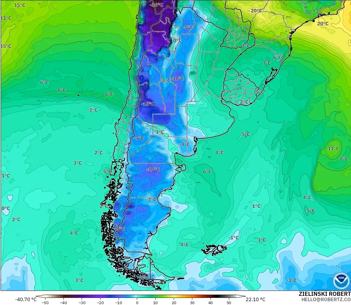 GFS model - Argentina, Takat Embun 2 m