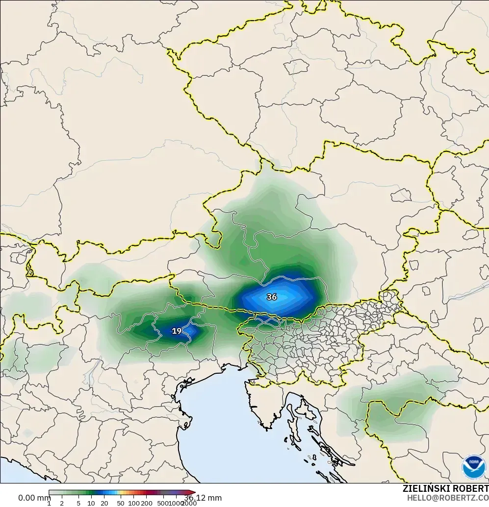 GFS model - Austria, Pengumpulan Hujan