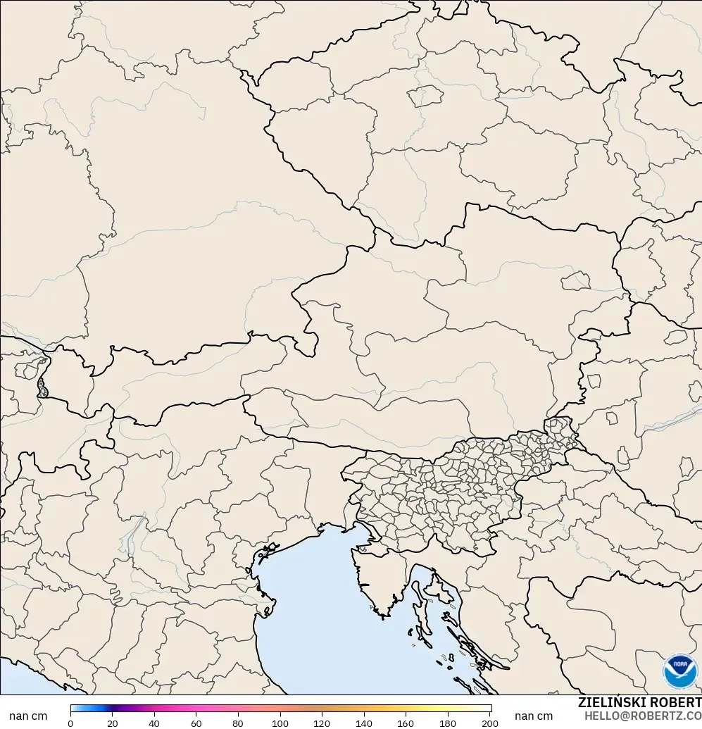 GFS model - Austria, Ketebalan Salji