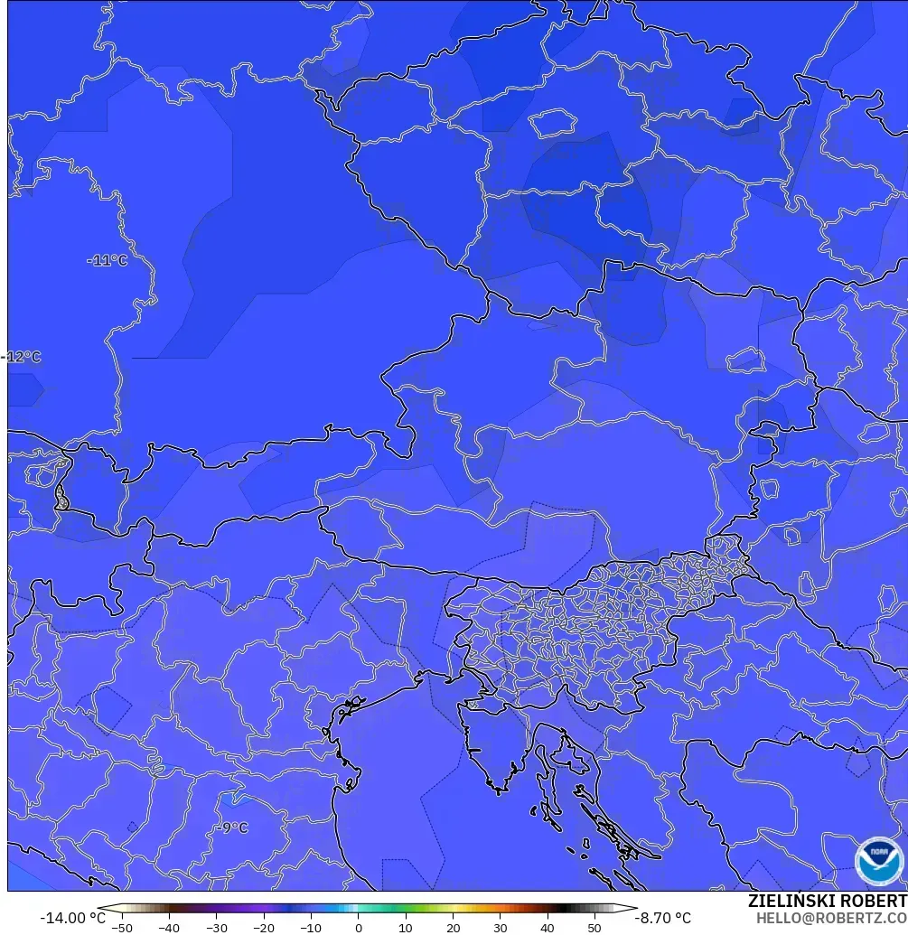GFS model - Austria, Suhu 500 hPa