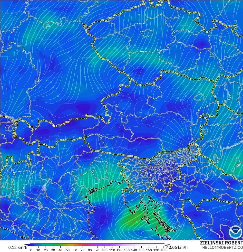 GFS model - Austria, Angin 10 m