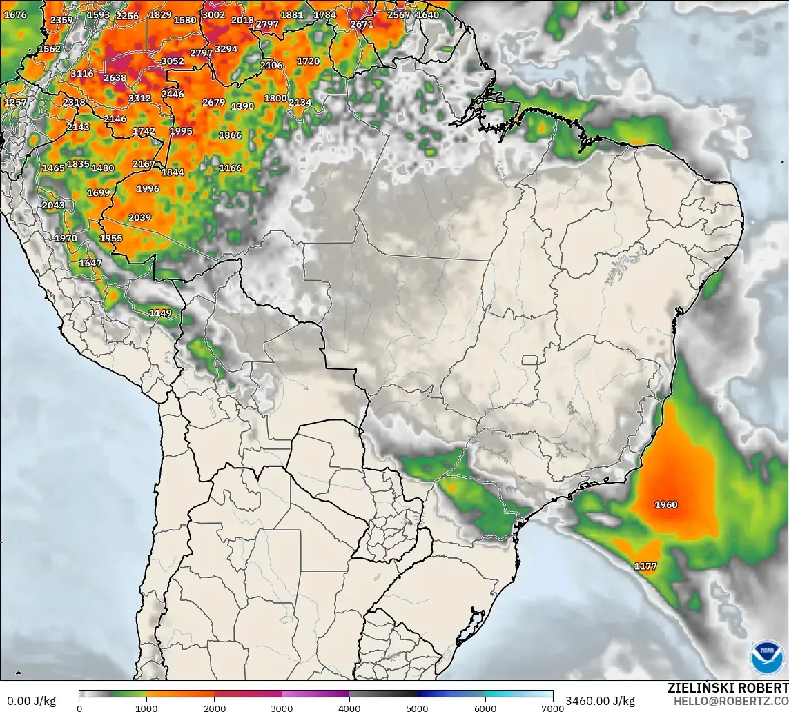 GFS model - Brazil, CAPE