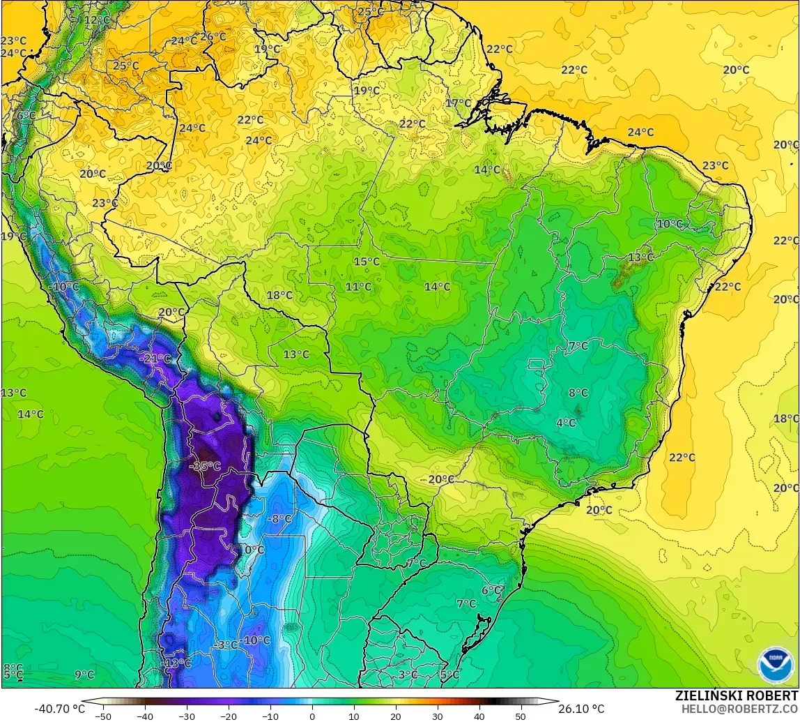 GFS model - Brazil, Takat Embun 2 m