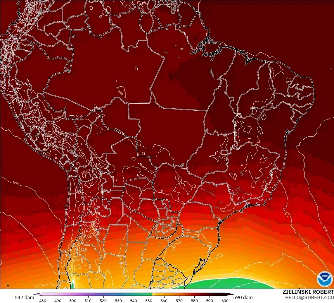 GFS model - Brazil, Ketinggian geopotensial pada 500 hPa