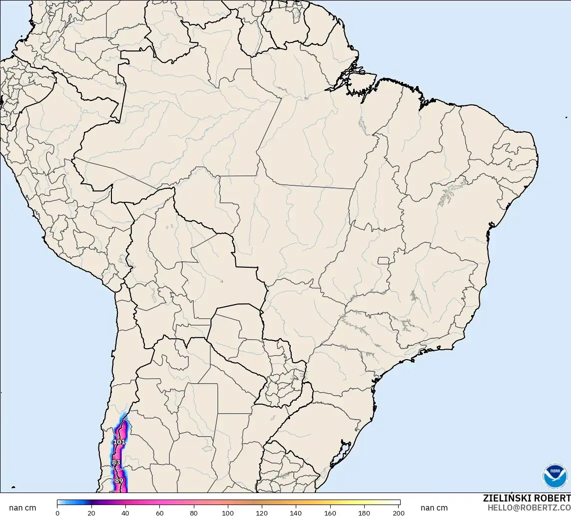 GFS model - Brazil, Ketebalan Salji