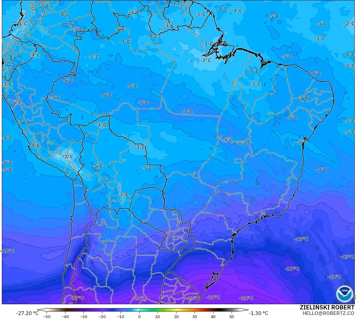 GFS model - Brazil, Suhu 500 hPa