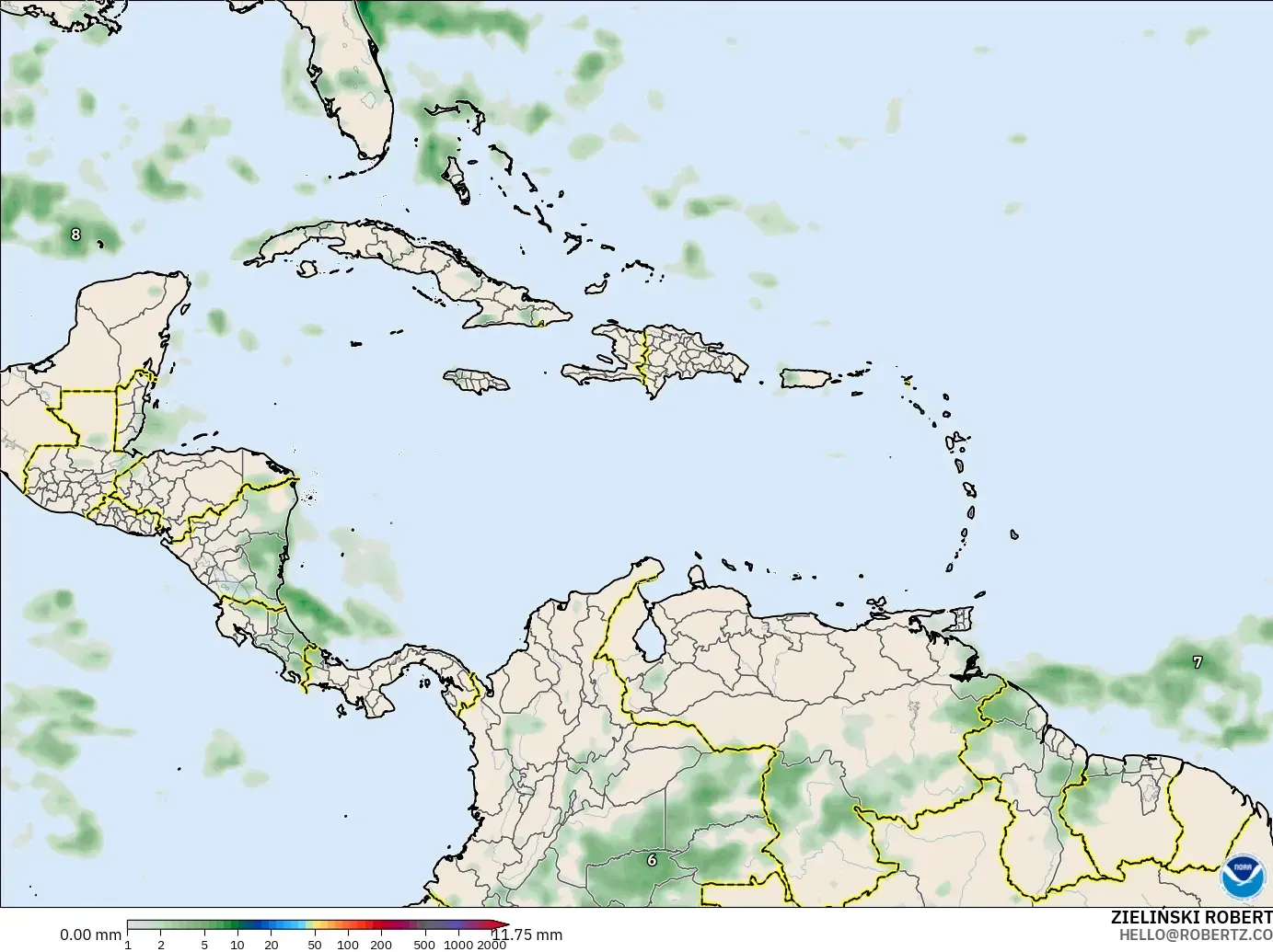 GFS model - Karibia, Pengumpulan Hujan