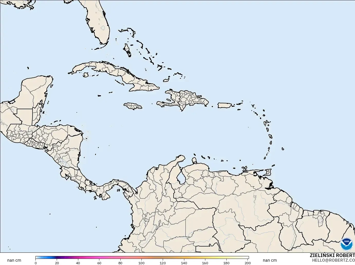 GFS model - Karibia, Ketebalan Salji