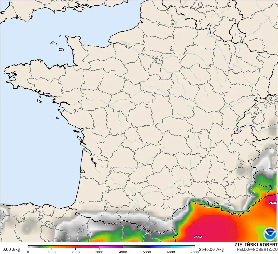 GFS model - Perancis, CAPE